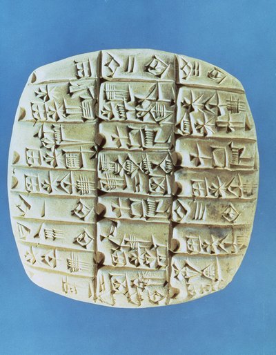 Accounts Table with Cuneiform Script by Mesopotamian